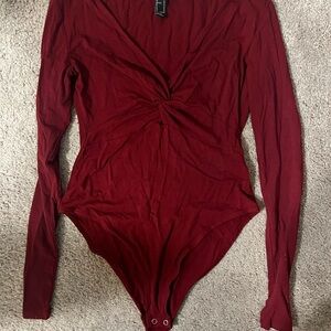 Women’s forever 21 dark red Long Sleeve Bodysuit - medium